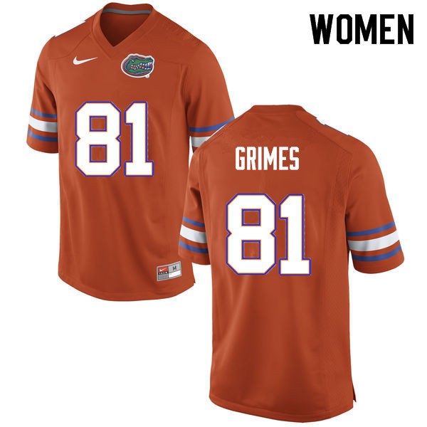 Women #81 Trevon Grimes Florida Gators College Football Jerseys Orange